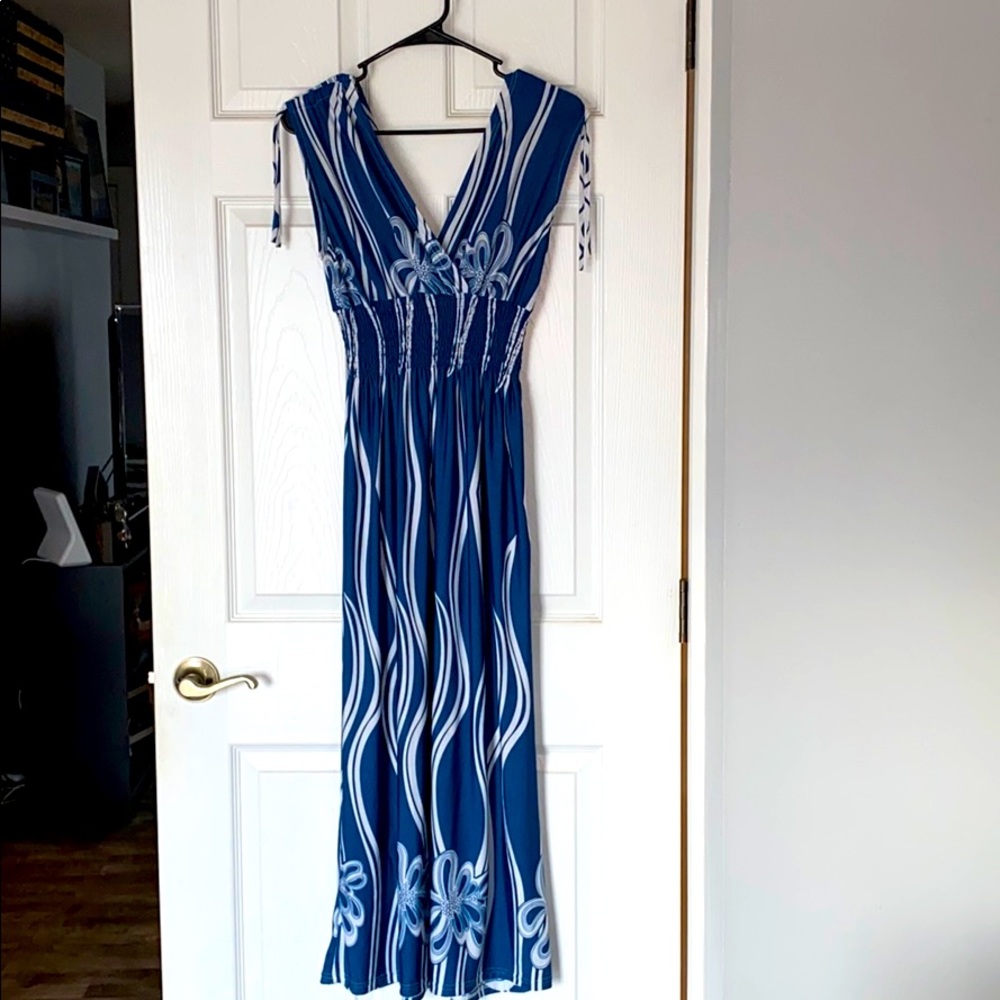 Jon & Anna teal with white floral midi dress